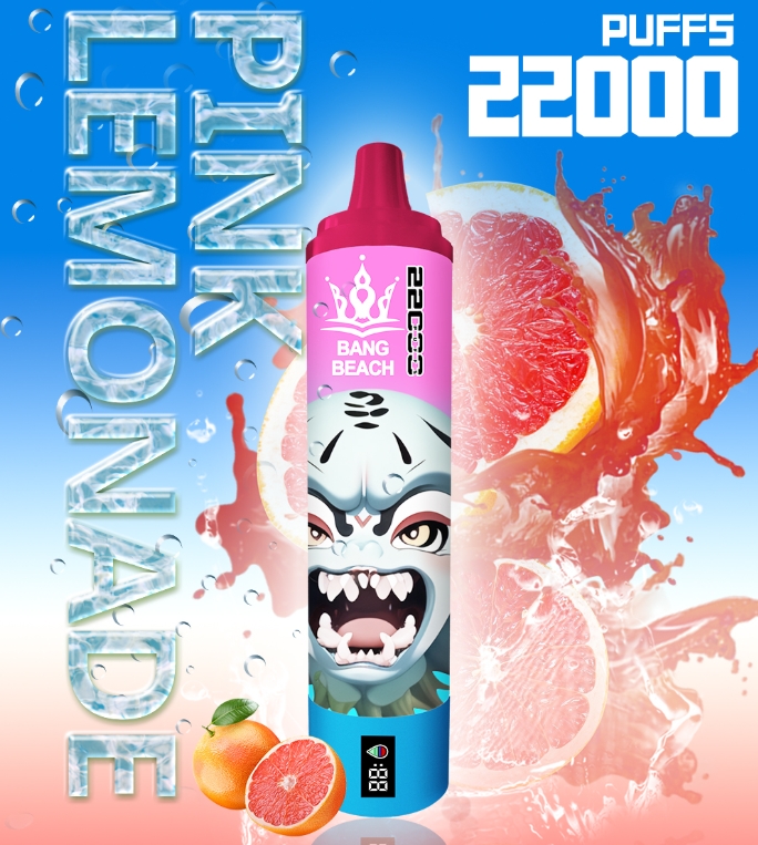 Bang Beach 22000 Züge – Rosa Limonade | Intelligenter Bildschirm Einweg-Vape: Frische trifft Technologie